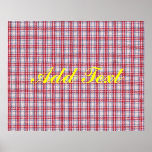 Red White and Blue Plaid Fabric Design Poster