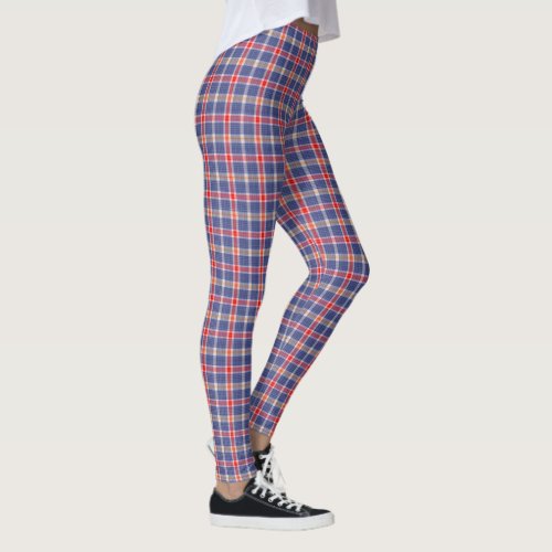 Red White and Blue Plaid Leggings