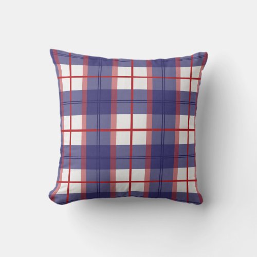 Red White and Blue Plaid Pillow