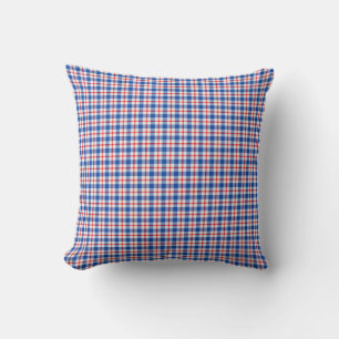 Red White and Blue Plaid Pillow