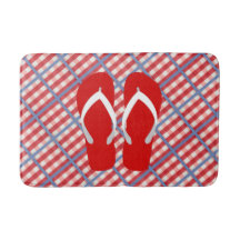 Red, White and Blue Plaid with Flip Flops