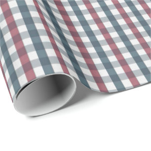 Red, White and Blue Plaid Wrapping Paper