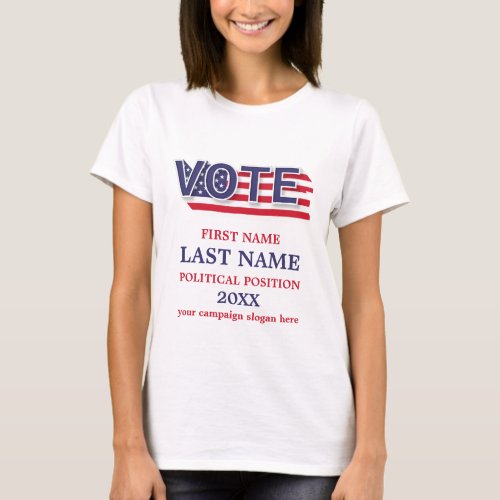 Red White And Blue Political Campaign Custom  T_Shirt
