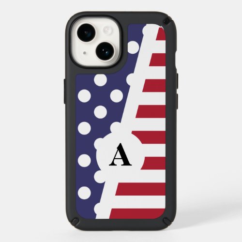 Red White and Blue Polka Dot and Stripe Pattern Speck iPhone 14 Case