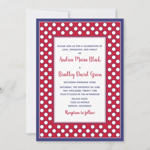 Red, White, &amp; Navy Wedding Invitation - Patriotic