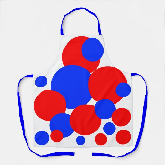  Red, White and Blue Polka Dots  Apron (Front)