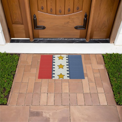 Red White and Blue _ Polka Dots Stripes Stars Doormat