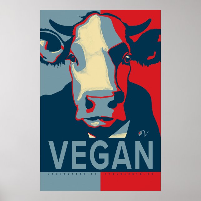 Red White and Blue Pop Art Cow Poster - Vegan  (Front)