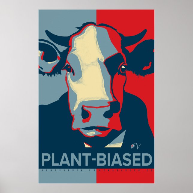 Red White and Blue Pop Art Inspired Cow Poster (Front)