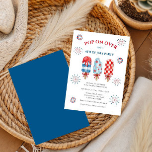 Red White And Blue Popsicle Summer 4th Of July Invitation