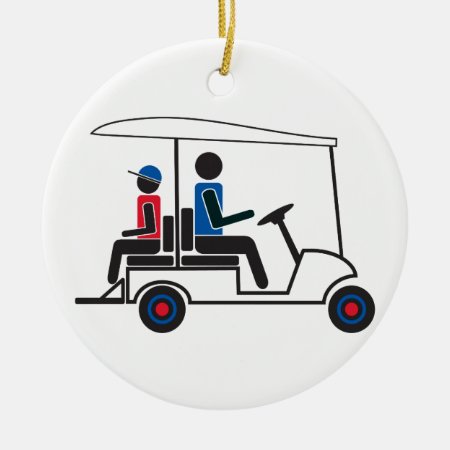 Red, White And Blue Ptc Ga Family Golf Cart Ceramic Ornament