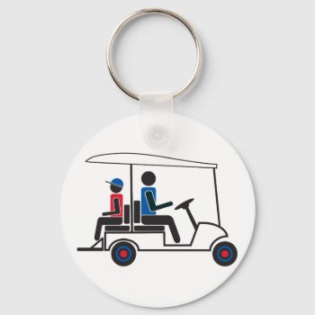 Red  White And Blue Ptc Ga Family Golf Cart Keychain by ptc30269 at Zazzle