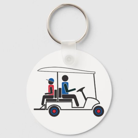 Red, White And Blue Ptc Ga Family Golf Cart Keychain