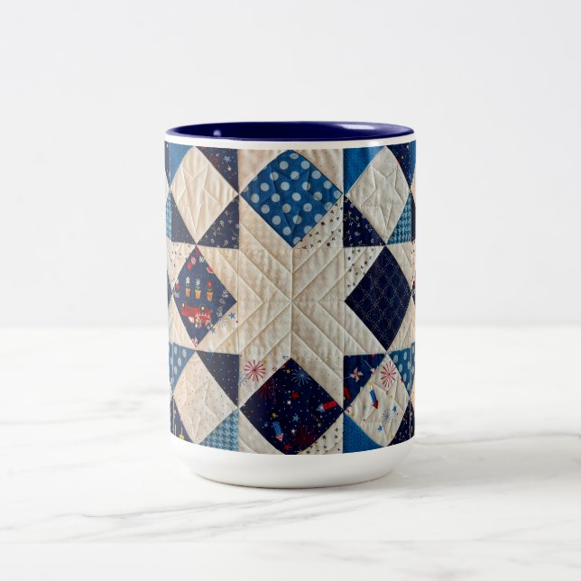 Red, White and Blue, Quilted Coffee Mug (Center)