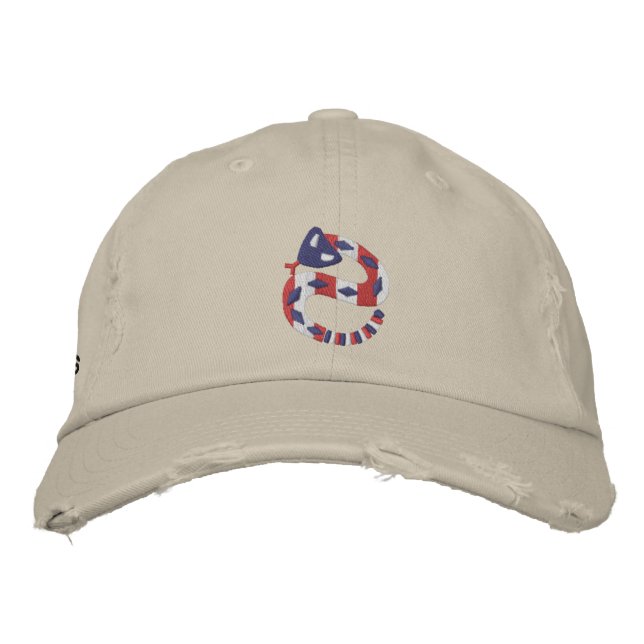 Red White and Blue Rattler Embroidered Baseball Cap (Front)