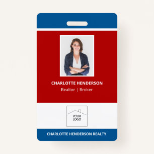 Red White and Blue Real Estate Agent Photo Logo Badge