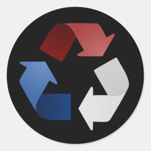 Red White and Blue Recycling Symbol Classic Round Sticker