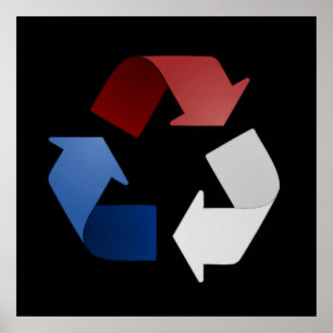 Red, White and Blue Recycling Symbol Poster