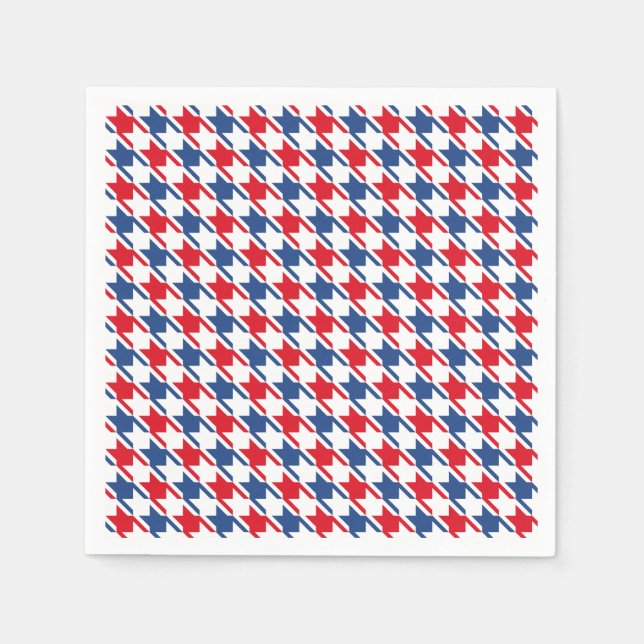 Red White and Blue Repeating Houndstooth Pattern Napkins (Front)