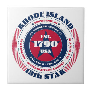 Red, White, and Blue Rhode Island Ceramic Tile