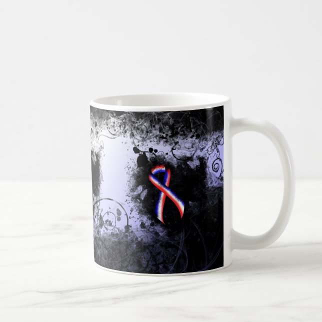 Red, White and Blue Ribbon Grunge Heart Coffee Mug (Right)