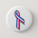 Red White And Blue Ribbon. Pinback Button at Zazzle