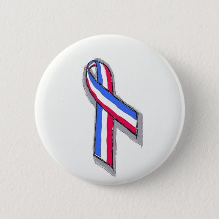 Red White And Blue Ribbon. Pinback Button