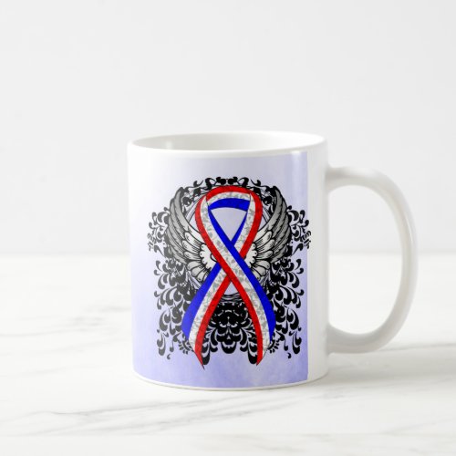 Red White and Blue Ribbon with Wings Coffee Mug