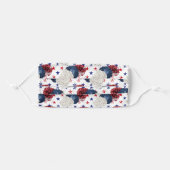 Red White and Blue Rose Pattern Adult Cloth Face Mask (Front, Folded)