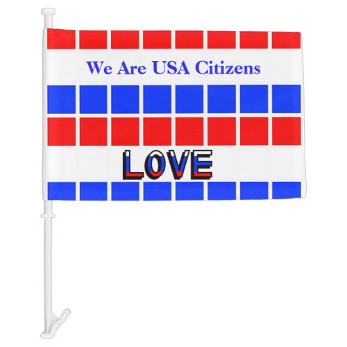 Red, White and Blue Row of Squares Car Flag