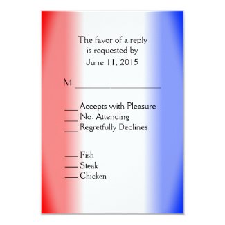 Red White and Blue RSVP with Menu 3.5" X 5" Invitation Card