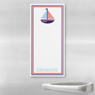 Red White and Blue Sailboat Personalized Magnetic Notepad