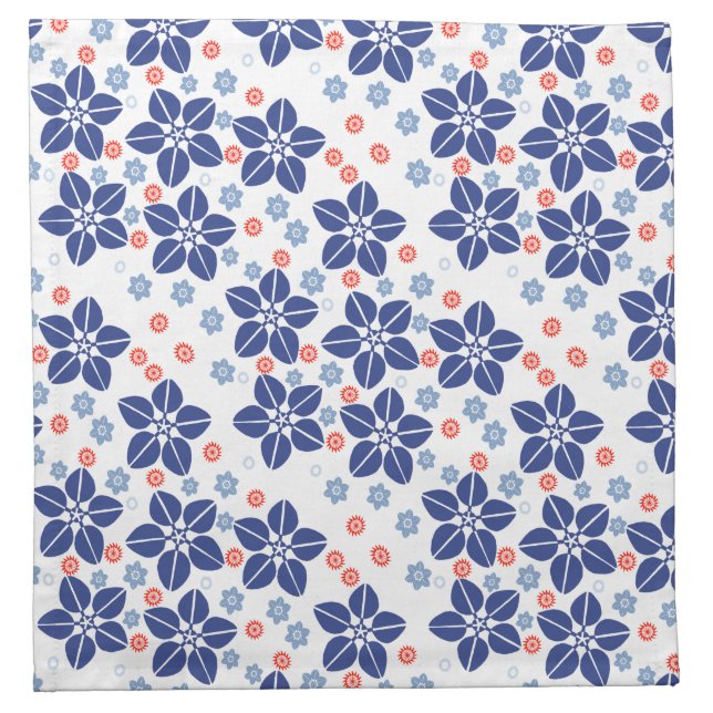 Red White and Blue Scandi Style Cloth Napkin (Front)