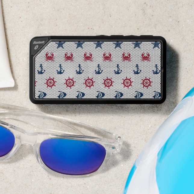 Red White And Blue Sea Symbol Pattern Bluetooth Speaker (Insitu(Beach))