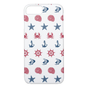 Red White And Blue Sea Symbol Pattern iPhone 8/7 Case