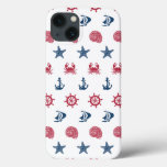 Red White And Blue Sea Symbol Pattern iPhone 13 Case