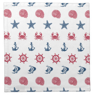 Red White And Blue Sea Symbol Pattern Cloth Napkin