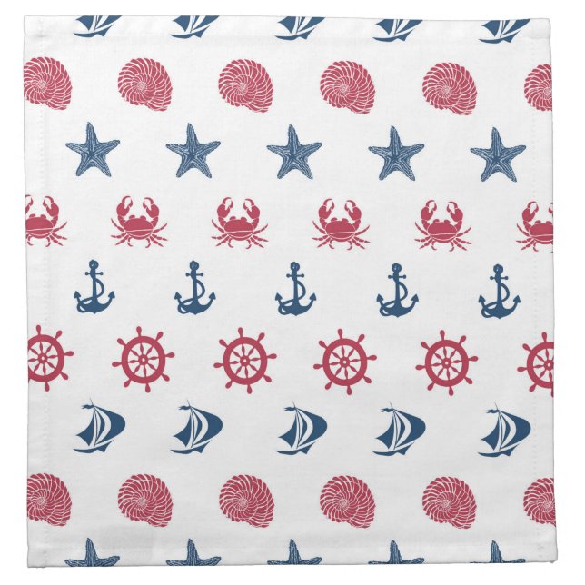 Red White And Blue Sea Symbol Pattern Cloth Napkin (Front)