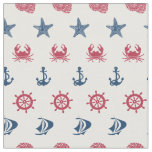 Red White And Blue Sea Symbol Pattern Fabric