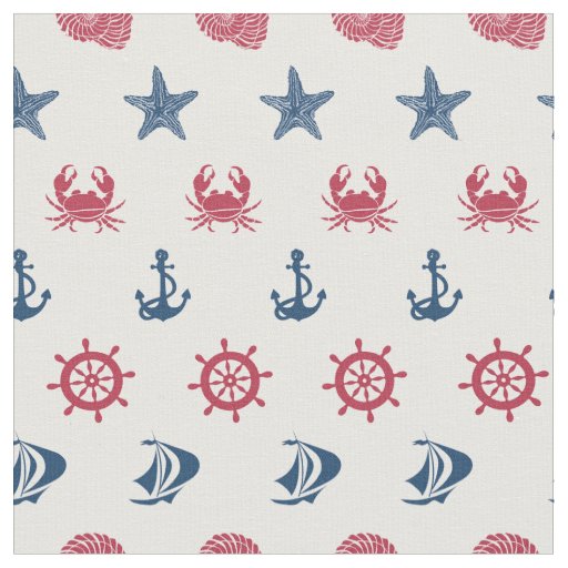 Red White And Blue Sea Symbol Pattern Fabric