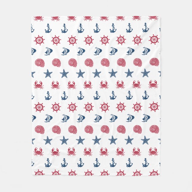Red White And Blue Sea Symbol Pattern Fleece Blanket (Front)