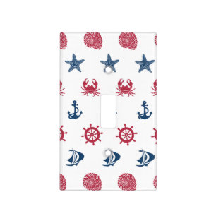 Red White And Blue Sea Symbol Pattern Light Switch Cover