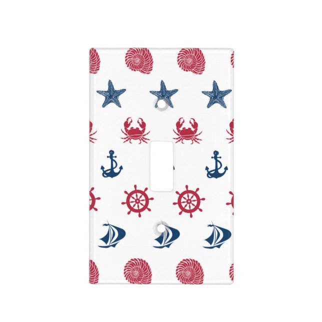Red White And Blue Sea Symbol Pattern Light Switch Cover (Front)