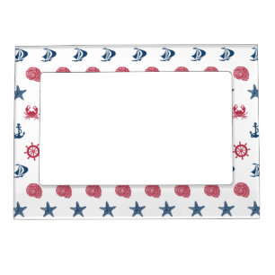 Red White And Blue Sea Symbol Pattern Magnetic Photo Frame