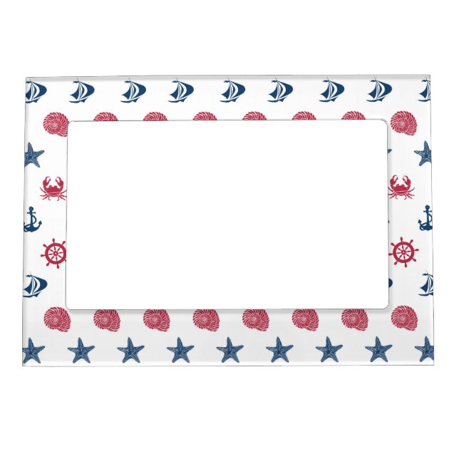 Red White And Blue Sea Symbol Pattern Magnetic Photo Frame (Front)