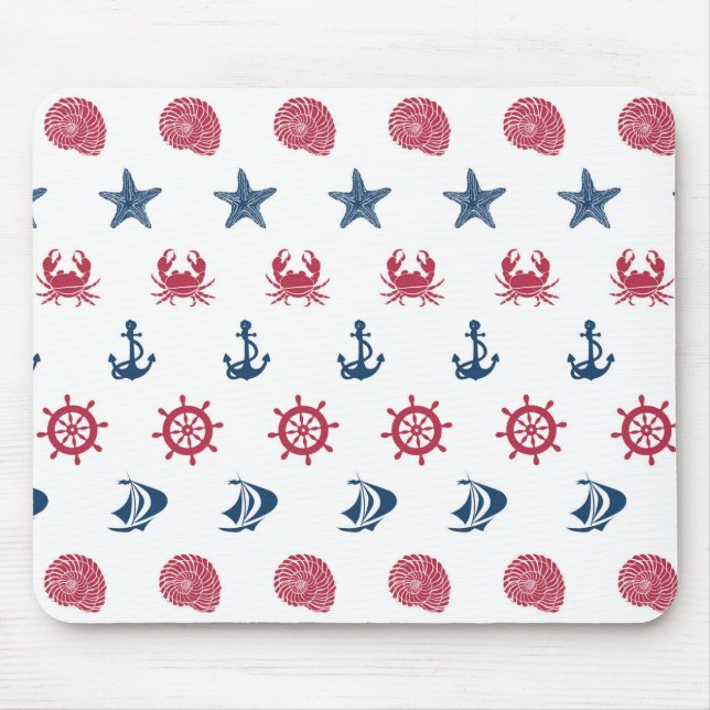 Red White And Blue Sea Symbol Pattern Mouse Pad (Front)