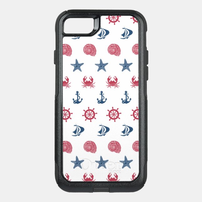 Red White And Blue Sea Symbol Pattern Otterbox iPhone Case (Back)