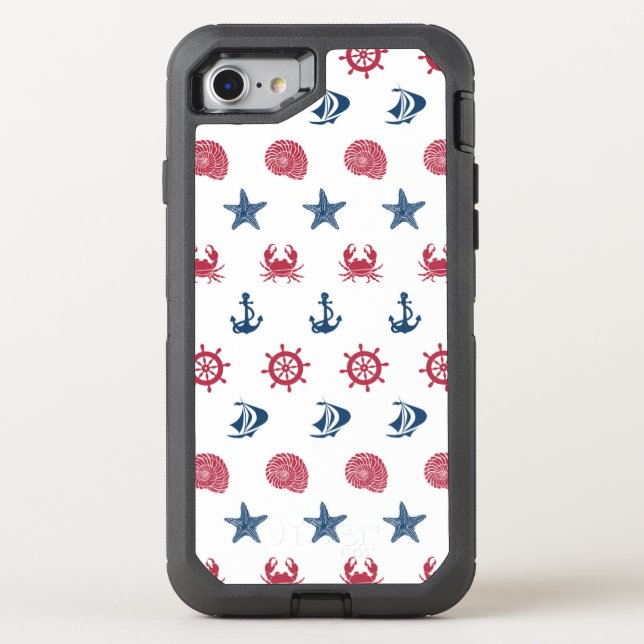 Red White And Blue Sea Symbol Pattern Otterbox iPhone Case (Back)