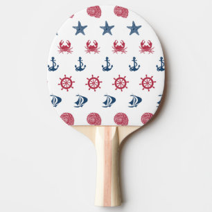Red White And Blue Sea Symbol Pattern Ping-Pong Paddle