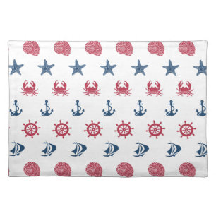 Red White And Blue Sea Symbol Pattern Placemat